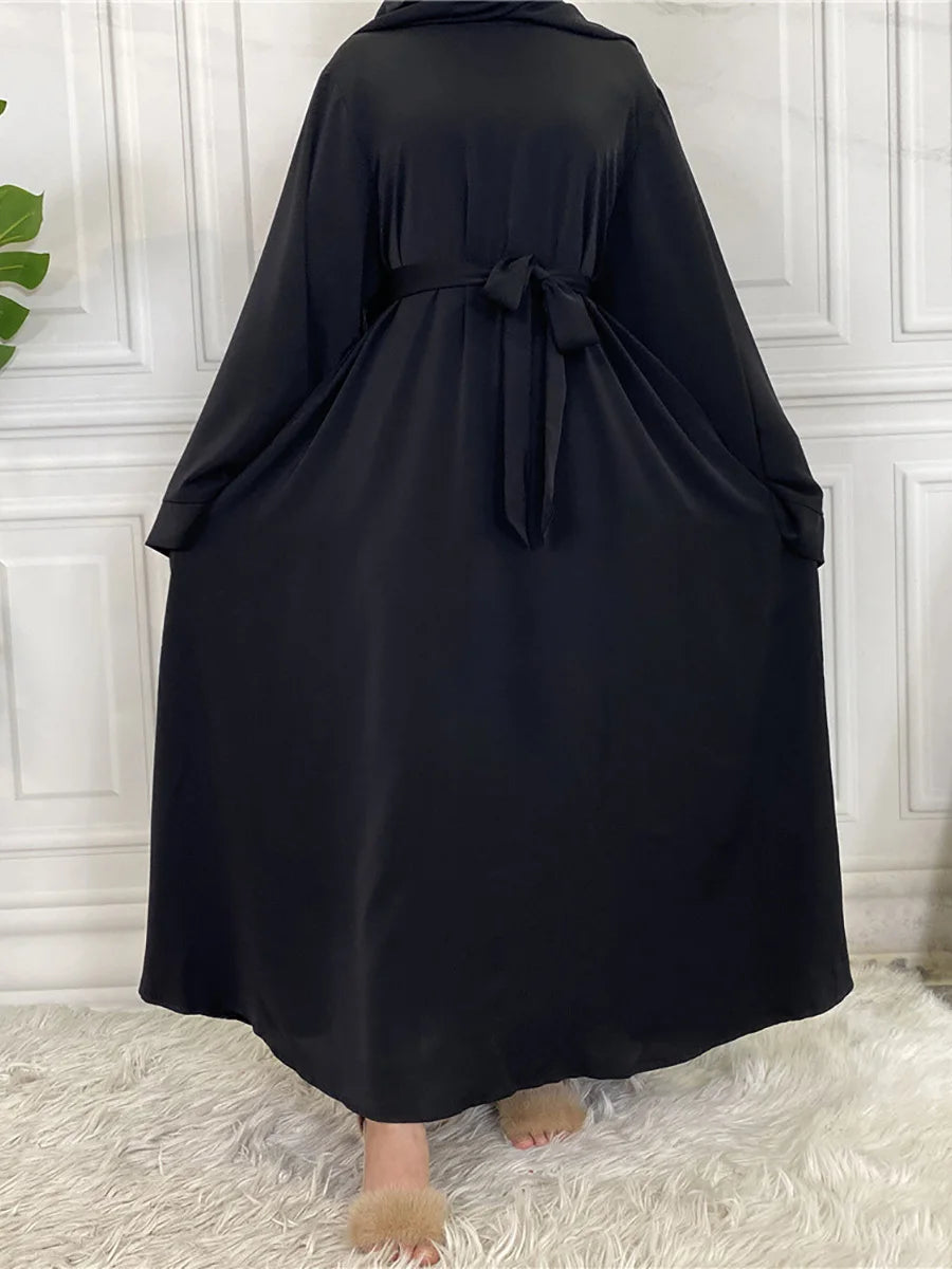 Abaya Longue Élégante pour Femme – Robe Modeste Ceinturée Style Kaftan Turquie | Tenue Musulmane Chic
