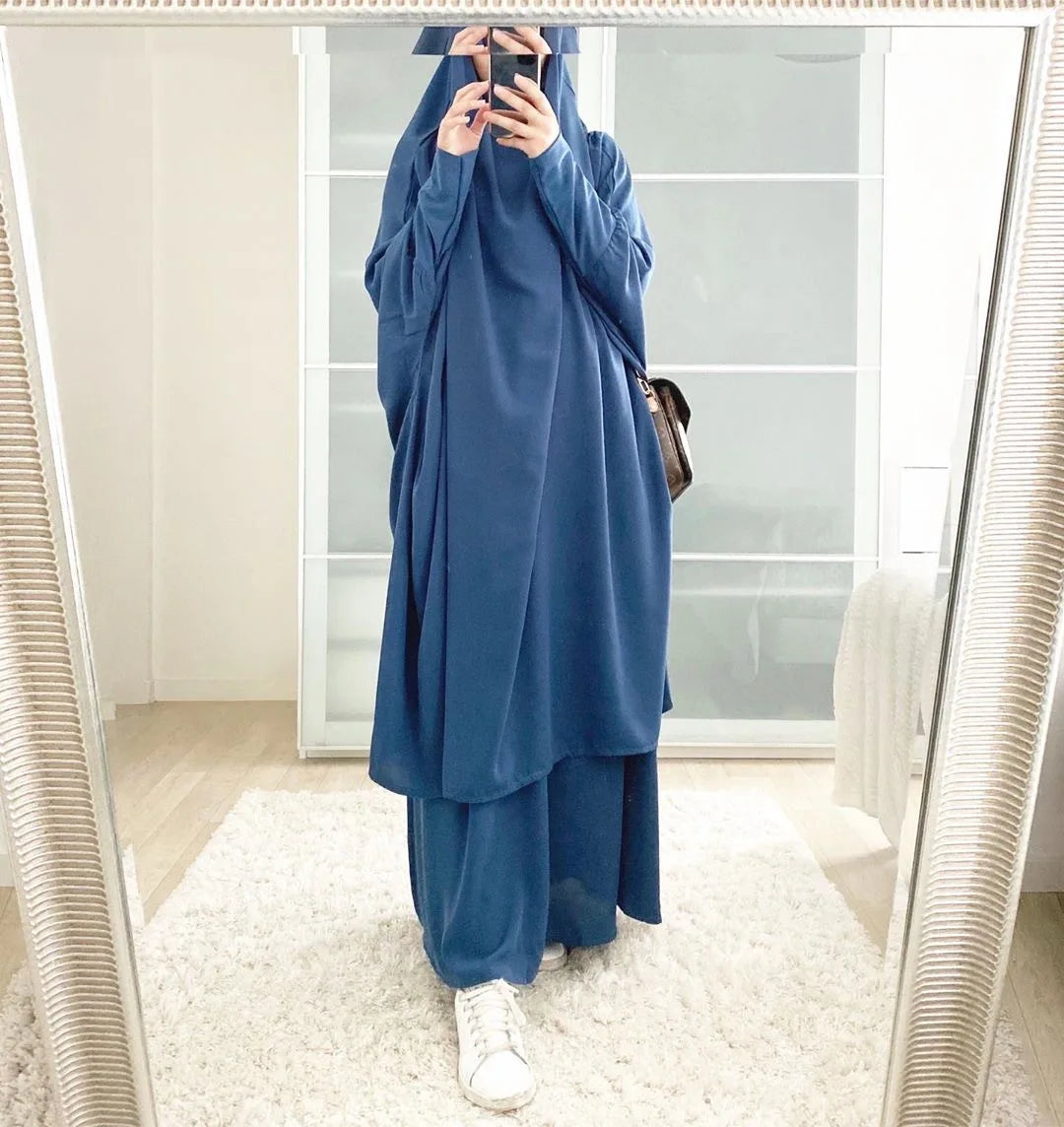 Ensemble Jilbab 2 Pièces Femme – Long Khimar avec Jupe