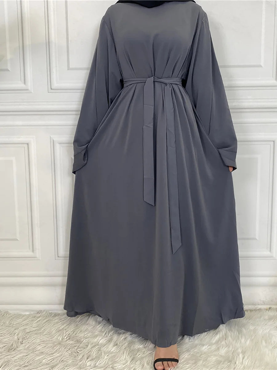 Abaya Longue Élégante pour Femme – Robe Modeste Ceinturée Style Kaftan Turquie | Tenue Musulmane Chic