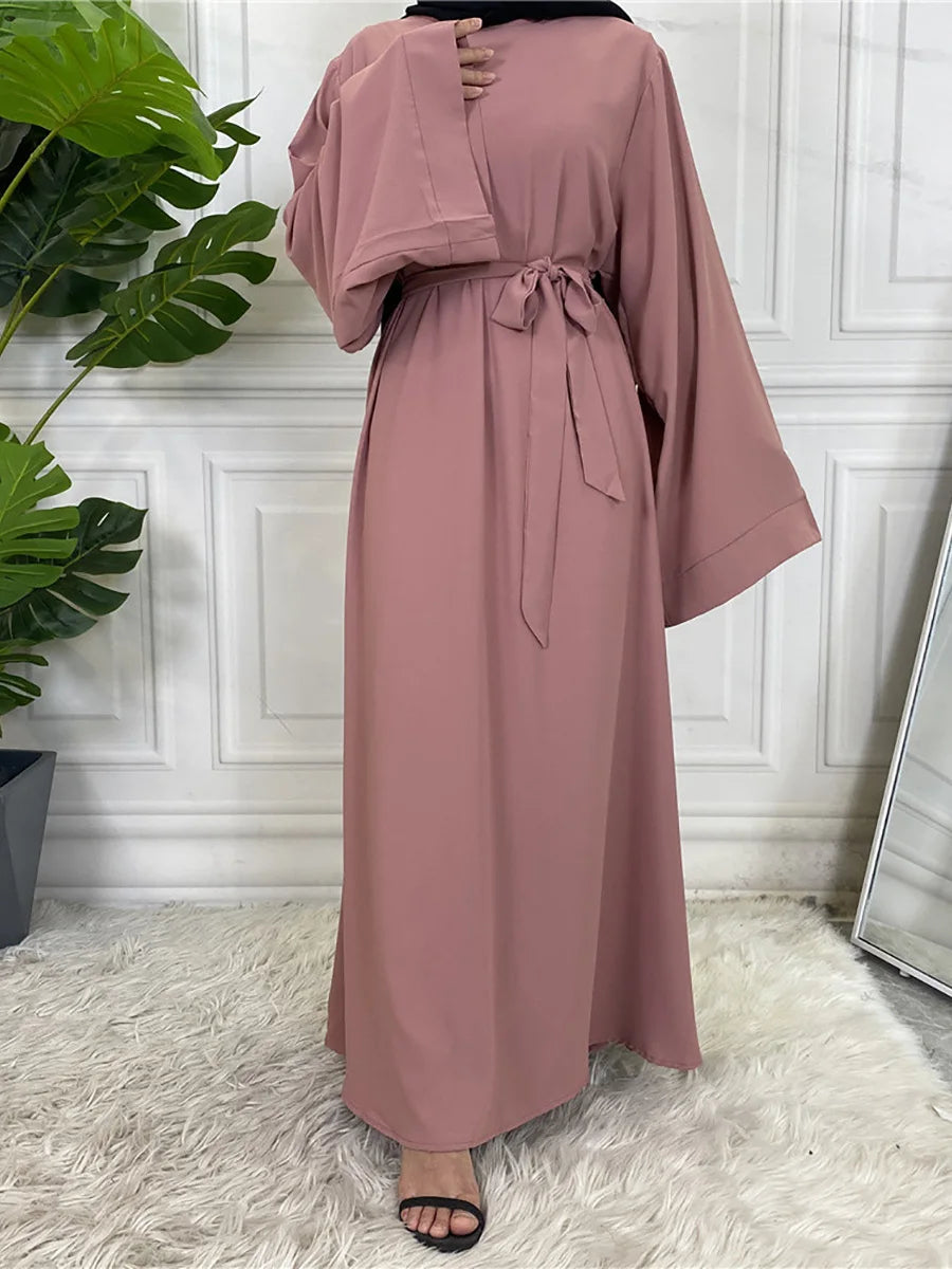 Abaya Longue Élégante pour Femme – Robe Modeste Ceinturée Style Kaftan Turquie | Tenue Musulmane Chic