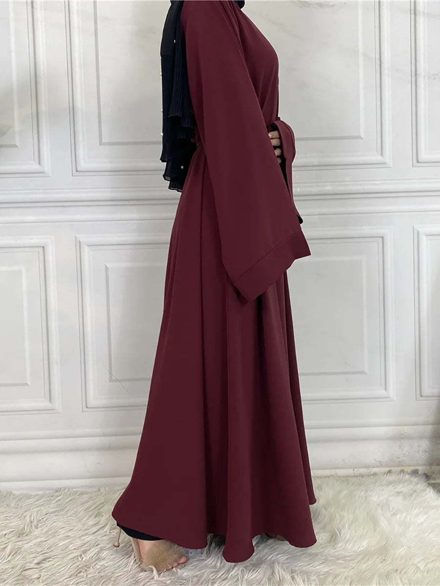 Abaya Longue Élégante pour Femme – Robe Modeste Ceinturée Style Kaftan Turquie | Tenue Musulmane Chic