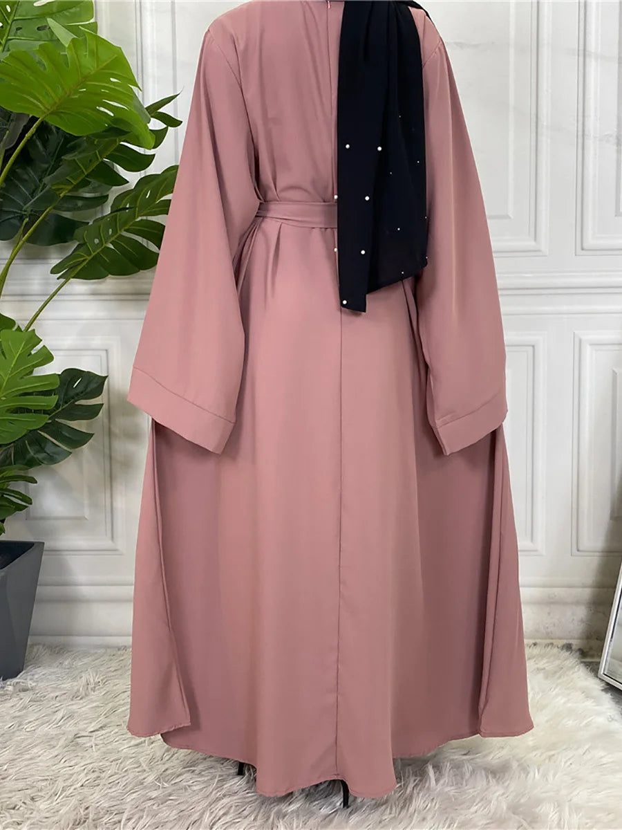Abaya Longue Élégante pour Femme – Robe Modeste Ceinturée Style Kaftan Turquie | Tenue Musulmane Chic
