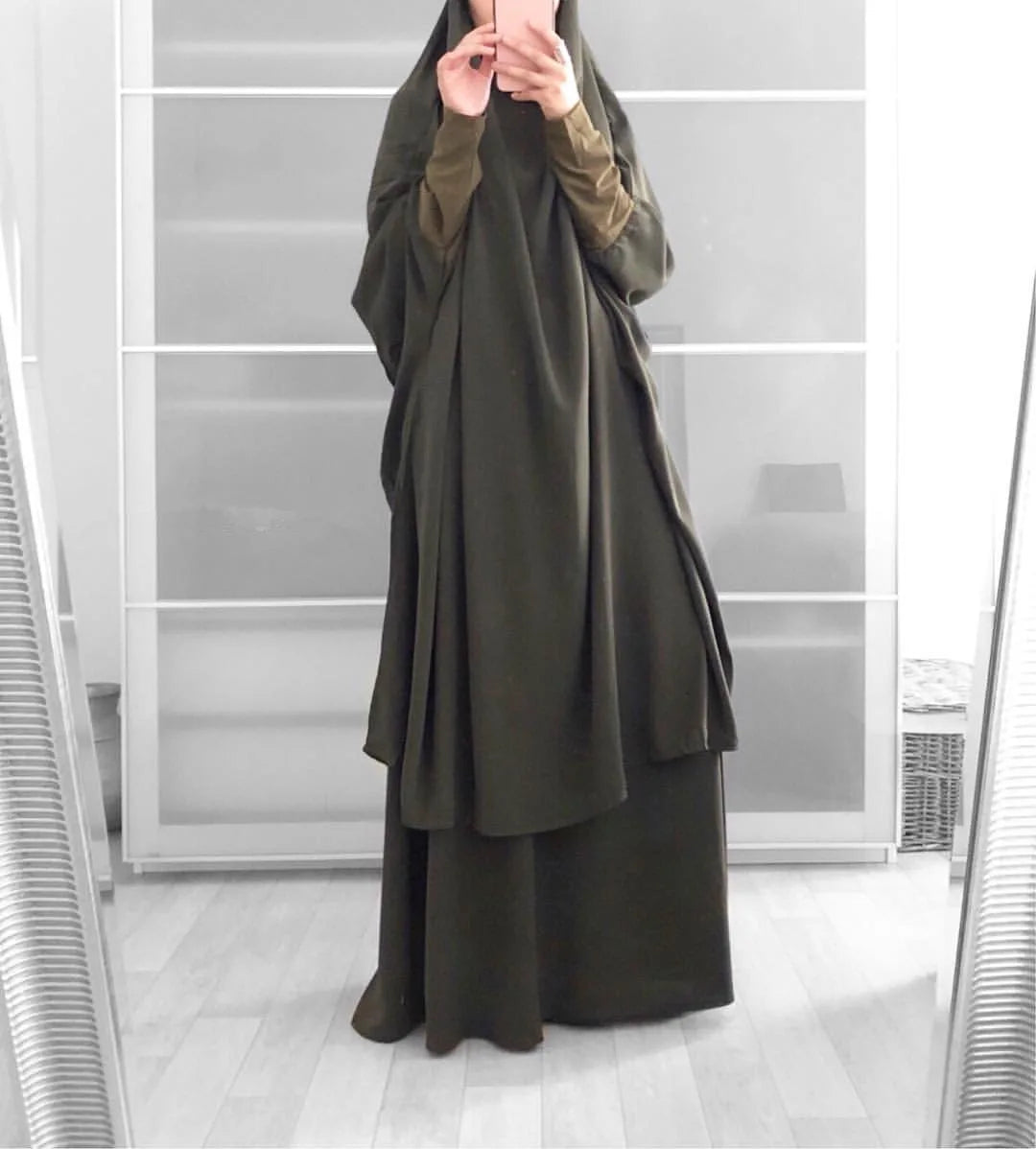 Ensemble Jilbab 2 Pièces Femme – Long Khimar avec Jupe