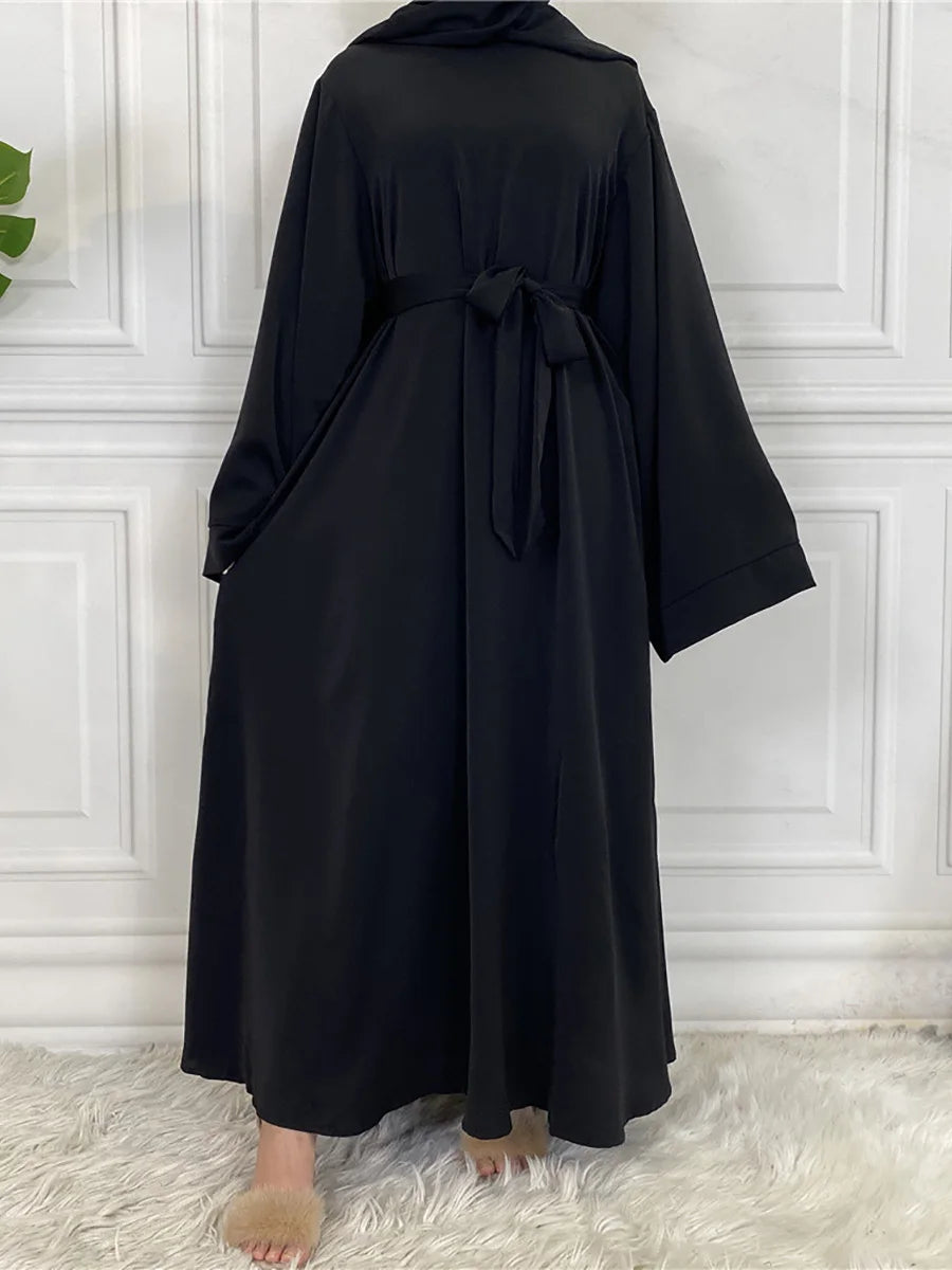 Abaya Longue Élégante pour Femme – Robe Modeste Ceinturée Style Kaftan Turquie | Tenue Musulmane Chic