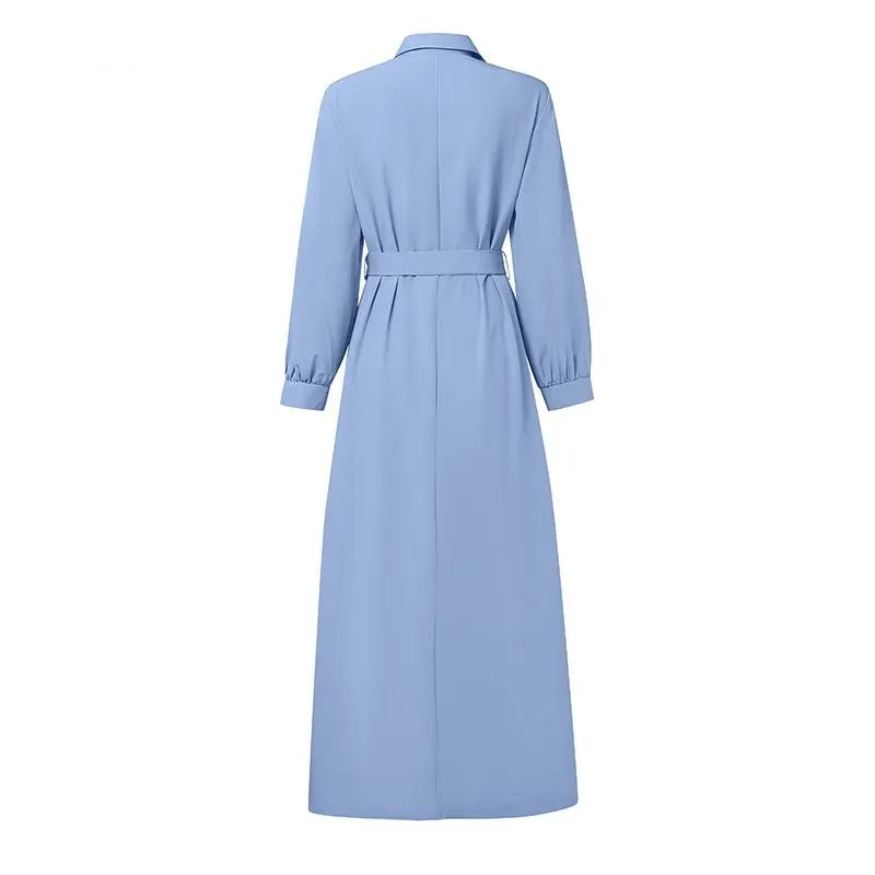 Robe Abaya Longue  – Robe Élégante Ceinturée à Volants, Manches Longues, Style Moderne et Modeste