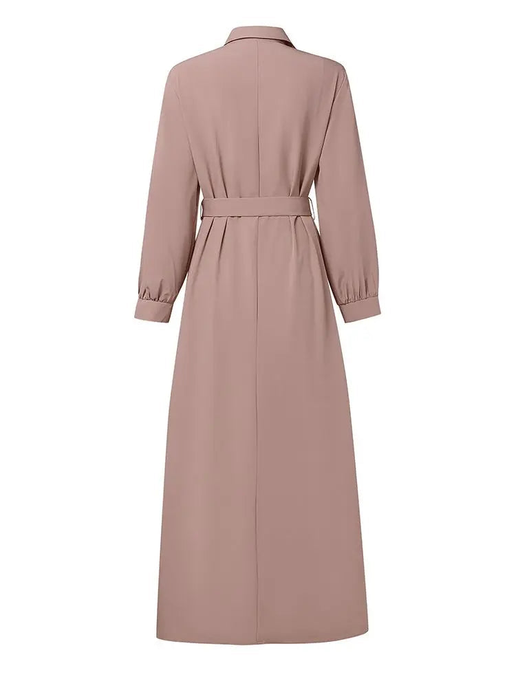 Robe Abaya Longue  – Robe Élégante Ceinturée à Volants, Manches Longues, Style Moderne et Modeste