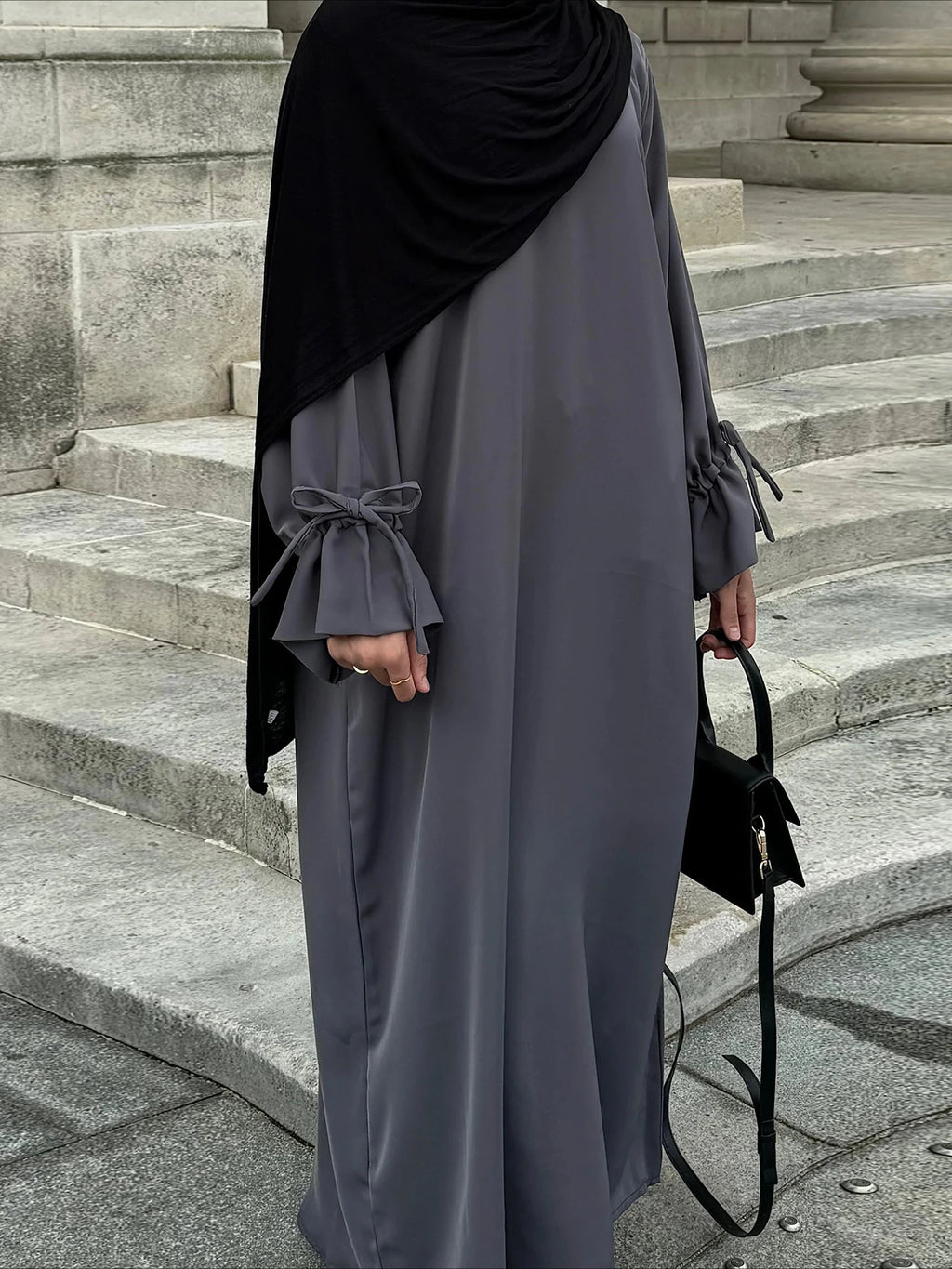 Abaya Longue Femme avec Nœud – Robe Musulmane Élégante Style Jalabiya | Kaftan Marocain Dubaï