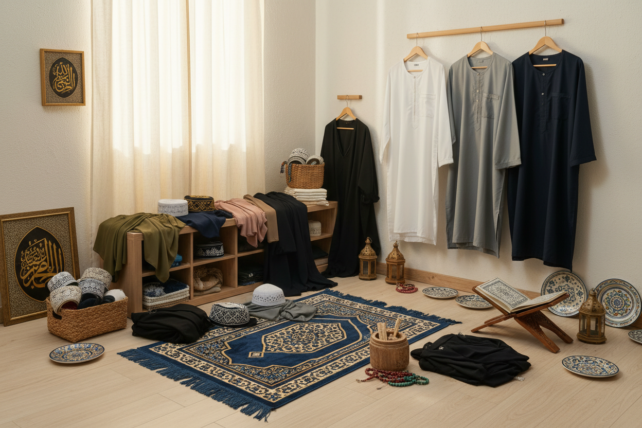 C'est pas mal mais le tapis on dirait pas un tapis de prière Et il y a pas de Camis et cetera Enfin je mélange le produit pour homme et femme et produit de bienêtre comme des miswak Tableau de décoration et objets de décoration islamique des abaya des jilbab et taqiyah par exemple des kamis et sarouel tout ce qui et en rapport avec lislam